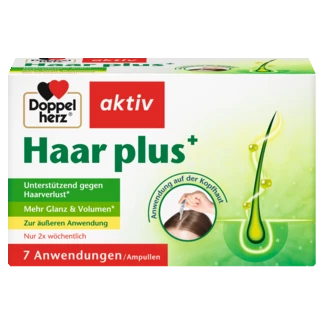Abbildung der Produktverpackung Doppelherz aktiv Haar plus+ Frontansicht